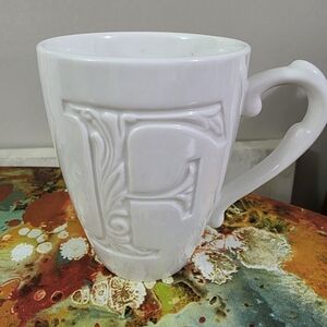 Lenox White Monogrammed Coffee Cup Mug "F"